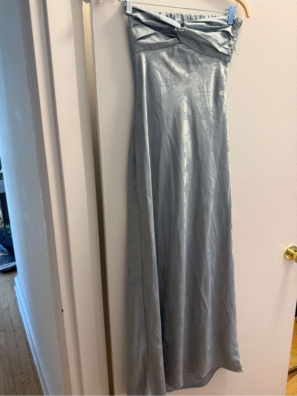 Women's Silver Strapless Maxi Skirt